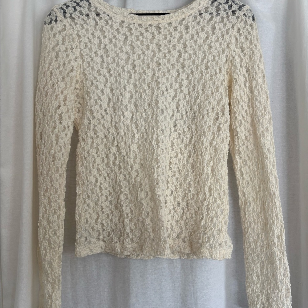 LOFT White Lace Top - M